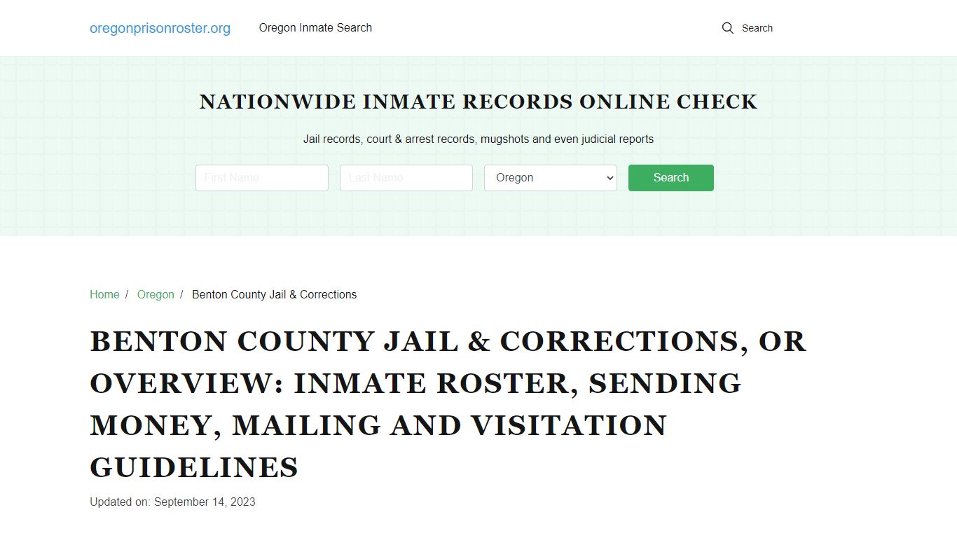 Benton County Jail & Corrections, OR: Offender Search, Visitation ...